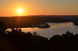 日落,湖