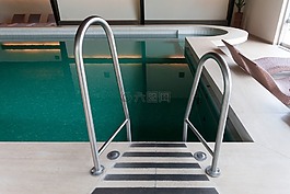 壞,游泳池,扶手