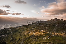 徒步旅行,光,山