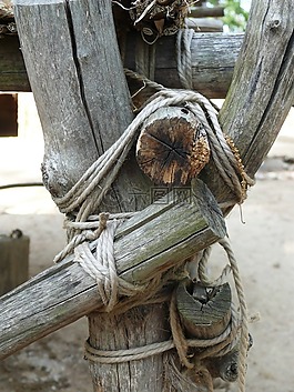 綁,木材,繩索
