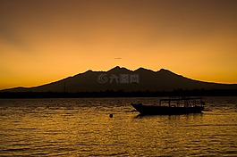 日出,海灘,假期