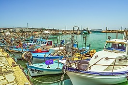海港,漁船,島