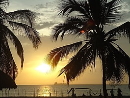 日落,海灘,帕爾馬斯