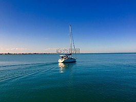 小船,海,藍色