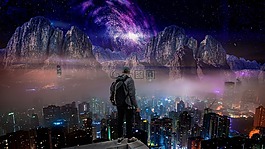 全景,光,晚上