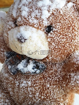 雪,玩具熊,織物
