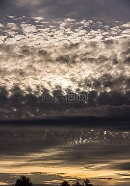 日落,天空,云