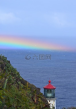 燈塔,彩虹,海洋