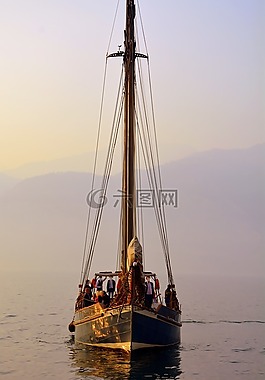 帆船,游客,湖