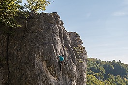 爬,登山者,巖