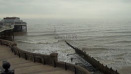 海,海灘,碼頭
