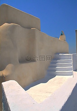 圣托里尼,房子,藍色