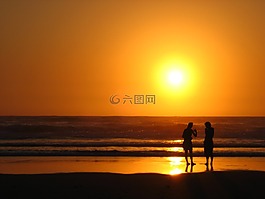 日落,海,假期