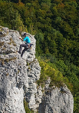 爬,登山者,巖