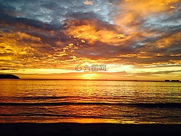 日落,和平,放松