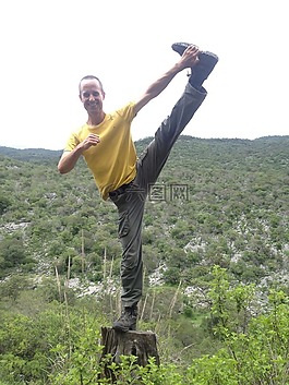 瑜伽,男子,山