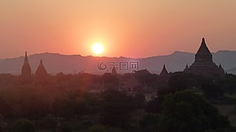 日落,古代,廢墟