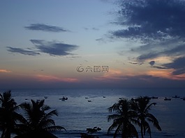海灘,日出,日落