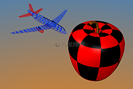 飛機(jī),蘋果,3d