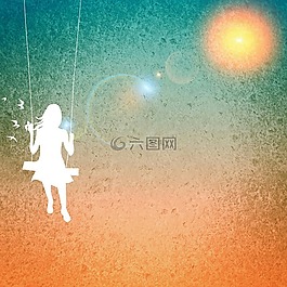 背景,太陽,女孩
