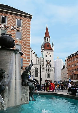 鱼喷泉,marienplatz,慕尼黑
