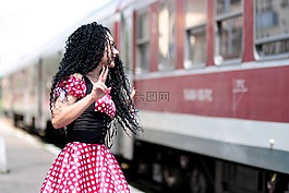 女孩,火車,離開
