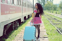 女孩,火車站,調用