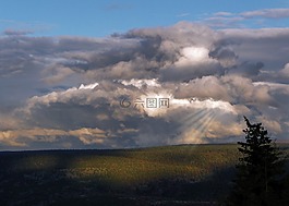日落,雷暴,景觀