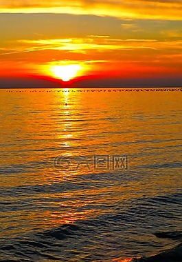 日落,海,天空