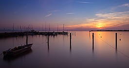夏季,湖,日落