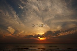 天氣,日落,海