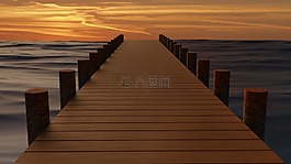 碼頭,日落,海