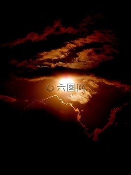 日落,太陽,云