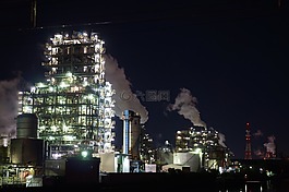 工廠,夜景,光