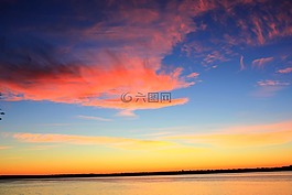 日出,天空,云