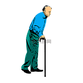 男子,老,走