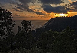 日落,海洋,海
