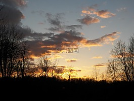 日落,晚上,天空