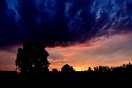 日落,云,夜
