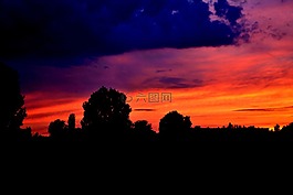 日落,云,夜