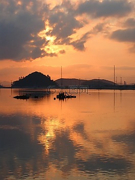 發(fā)光,日落,島