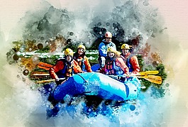 合金,小船,漂流在河上