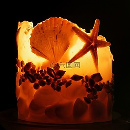 蜡烛,贝壳,烛光