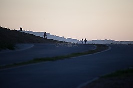 剪影,地平線,步行