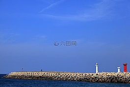 海,天空,燈塔