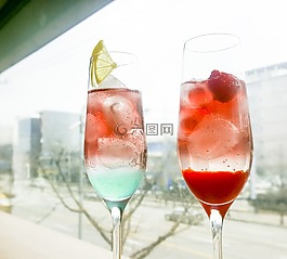 鸡尾酒,草莓,柠檬