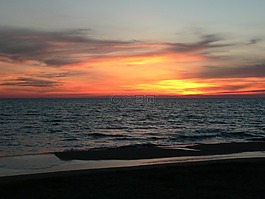 日落,海,夕陽的顏色