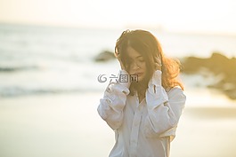 傷心,女孩,反向太陽