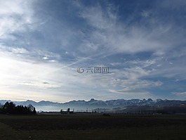 日出,高山,云