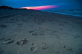日落海滩,海洋和天空,水 日落